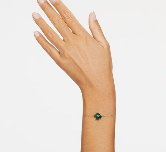 Gold Four-Leaf Clover Emerald Green Bolo Bracelet