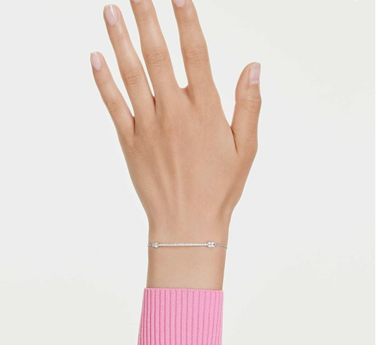 Silver Pavé Geometric Curved Bar Bolo Bracelet