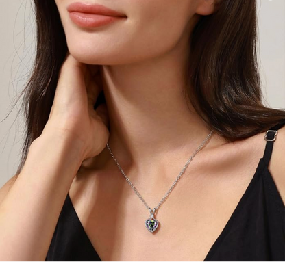 White Gold Iridescent Mystic Quartz Heart Pendant Necklace