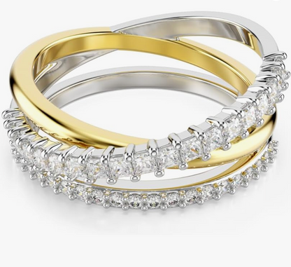 Mixed-Metal Interlocking Multi-Row Crystal Eternity Ring