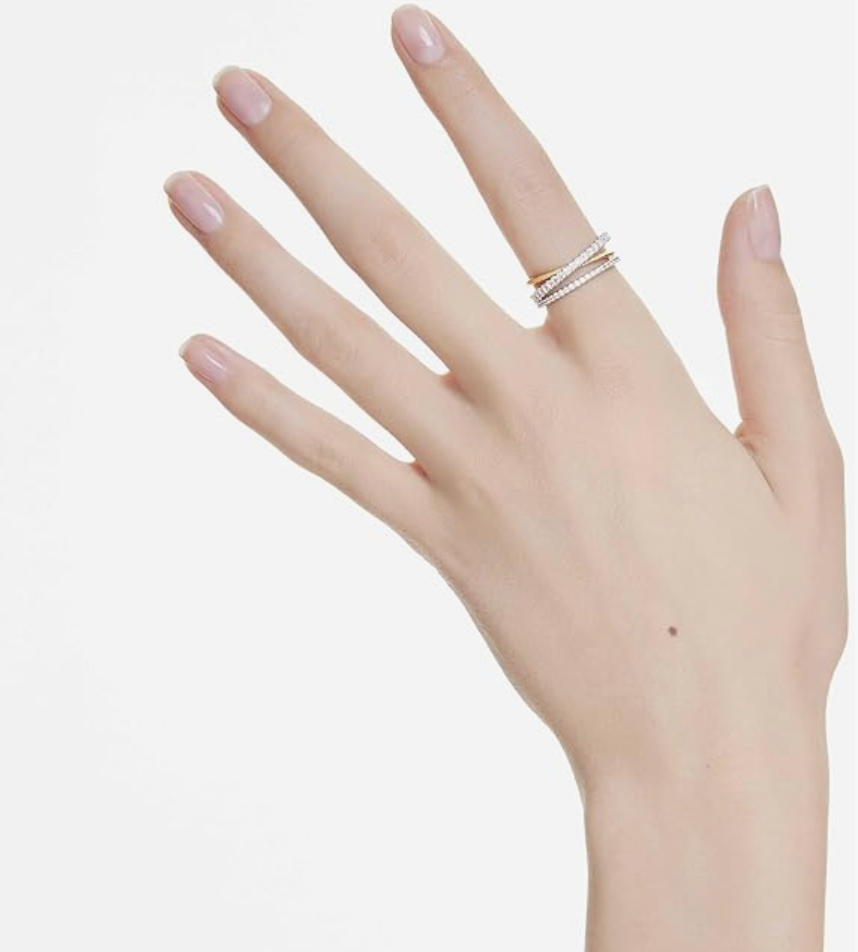 Mixed-Metal Interlocking Multi-Row Crystal Eternity Ring